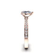 Solitaire bague diamant poire et diamants ronds 1.20 carat or rose Noémie